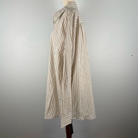 NWT Via Europa Beige Striped Button-Up Shirt Size XL - Picture 3 of 9